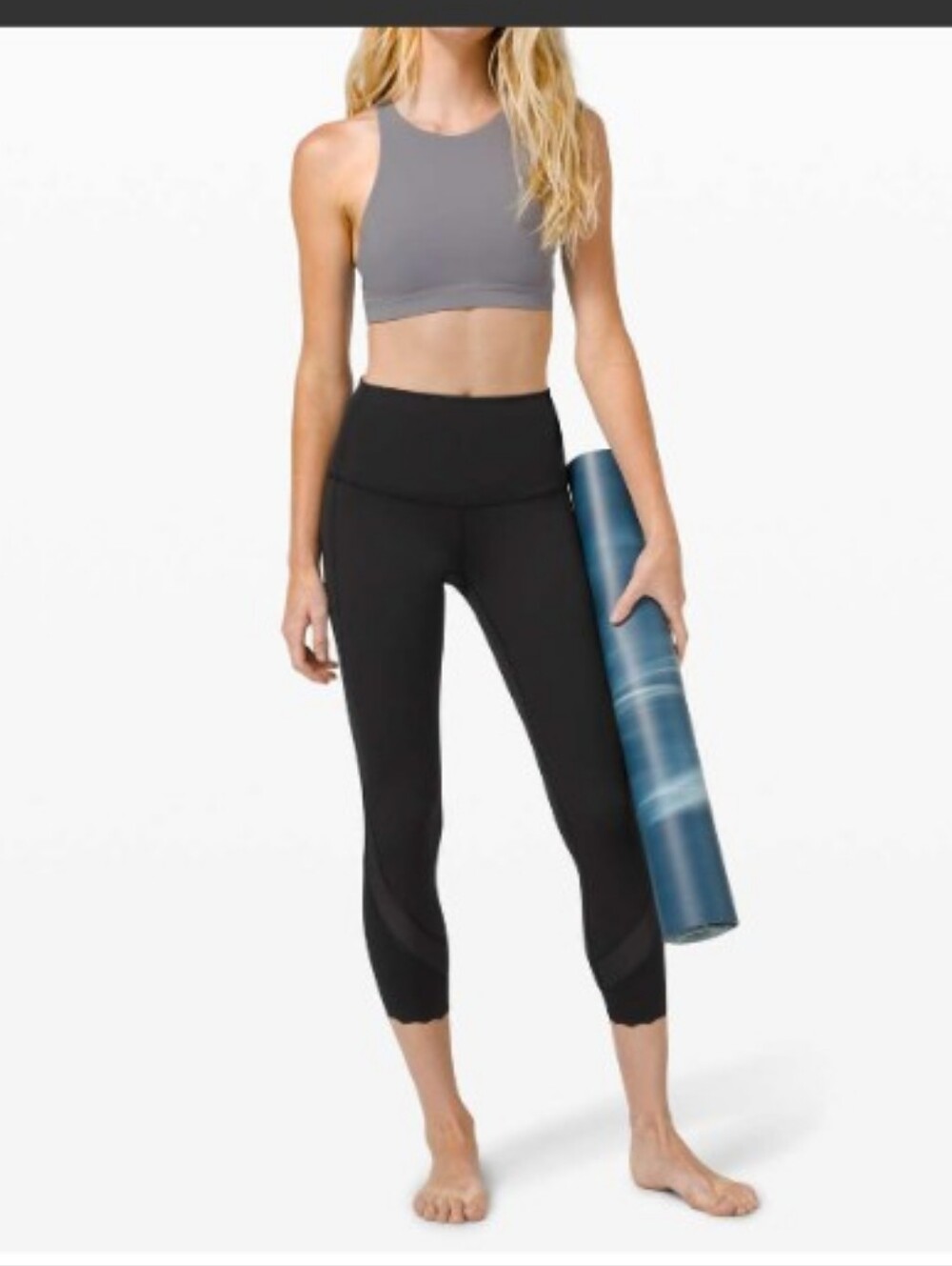 Lululemon Wunder Under Crop Leggings High-Rise Scallop Luxtreme 23" Black Size 8 - Picture 3 of 8
